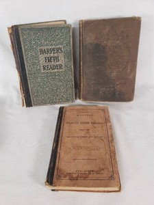 McGuffeys Eclectic Third Reader, Harpers Fifth Reader, and Whites New Complete Arithmetic Books