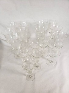 Wine and Cocktail Glasses Set with Etched Design