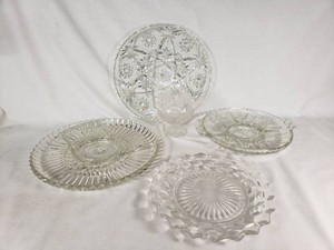 Clear Glass Serving Dishes and Platter with Candy Dish