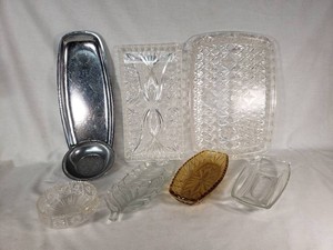 Vintage Glass and Metal Trays and Dishes