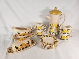 Ceramic Serving Ware with Yellow Mushroom Design - Arnels