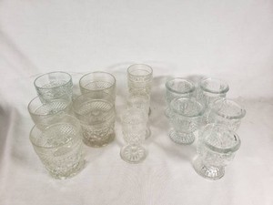 Clear Pressed Glassware including Tumblers and Footed Glasses