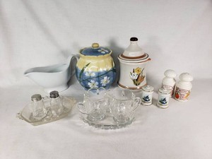 Kitchenware Items including Blue Blossom Jar, Gravy Boat, and Salt & Pepper Shakers