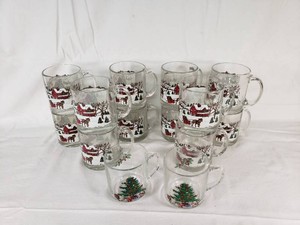 Set of Libbey Frosted Glass Holiday Mugs with Christmas Scenes