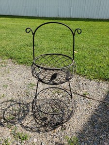 Two-Tier Metal Wire Basket Stand