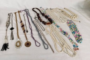 Various Necklaces Including Beaded and Pendant Styles with Mixed Materials