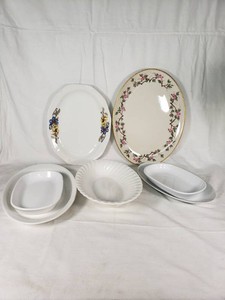 Franciscan Fine China and Homer Laughlin Dish Set including Corning Ware Sidekick and Oval Platters