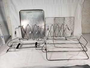 Chrome Mid-Century Kitchen Appliance Accessories, Including Rack and Pan