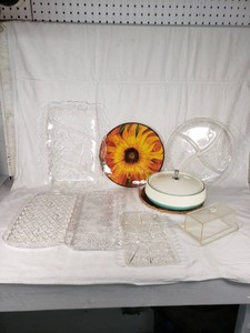 Glass and Plastic Kitchenware Including Plates and Covered Dish