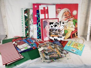 Assorted Holiday Gift Bags and Wrapping Paper Collection