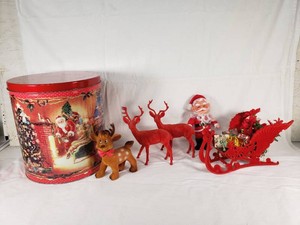 Christmas Decorations with Santa Figure, Reindeer, and Sleigh Set