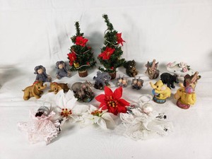 Lot of Holiday Elephant Figurines and Decorations