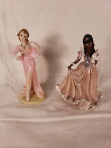 Porcelain Figurine Lot including Two Elegant Women about 7 tall