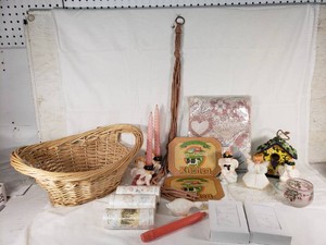 Assorted Home and Decor Items Including Birdhouse, Candle Holders, Wicker Basket and Kitchen Decor