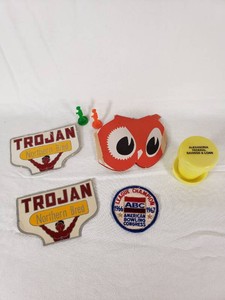 Vintage Alexandria Federal Savings & Loan Memorabilia and Collectibles Lot including Red Owl Store Needle Case, Trojan Needles, ABC Bowling Patch