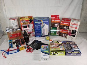Mixed Home Improvement and Organization Items including Windmere Clothes Shaver, EZ Steamer, and Rug Gripper Packs