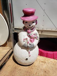 Pink Hat Snowman Blow Mold 41