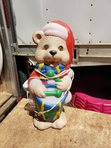 Santa Bear Christmas Blow Mold Decoration with Drum Light-Up 30