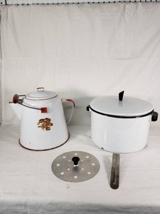 Vintage Enamel Coffee Pot and Stock Pot
