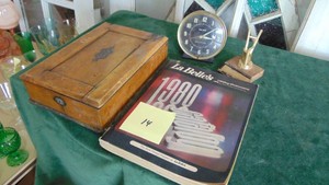 Vintage Wooden Box, Big Ben Clock and La Belles 1980 Catalog