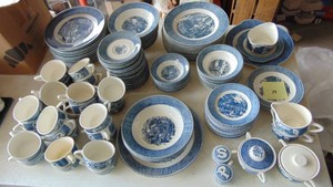 Very Large Set of Carrier and Ives Dinnerware Set