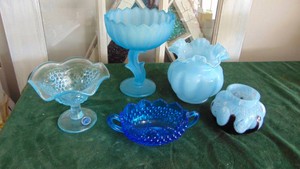 5- Pieces of Blue Colored Glass