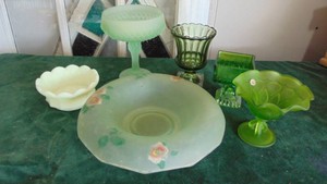 6- Various Frosted Green Glass