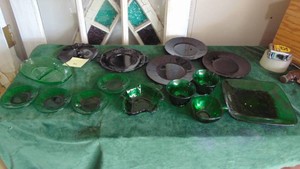Black Amathest Trays and Forest Green Glass