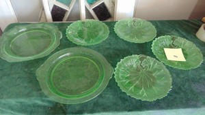 Assorted Green Depression Glass (glows)
