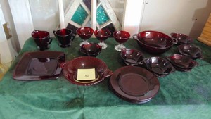 Selection of Ruby Red Glassware