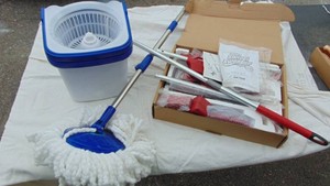 NIB Swivel Sweeper and Mop & Bucket