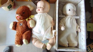 Vintage Doll, Bear and Preious Moment Doll