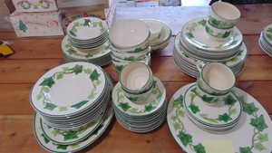 6 Place Setting of Franciscan Ivy Dishes and Other Serving Pieces