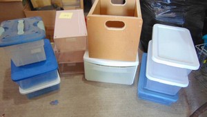 Various Storage Boxes Including 3- Vintage Retro Pink Drawers