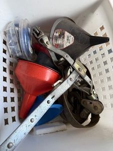 Ratchet Strap, Pulley Block, Funnels & Plastic Tubing