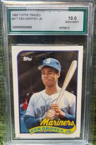 1989 Topps Traded Ken Griffey Jr Rookie graded 10 Seattle Mariners RC