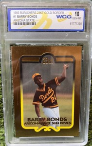 Barry Bonds 1993 Bleachers 23KT Gold Border #1 (WCG Grade 10 GEM-MT) Card