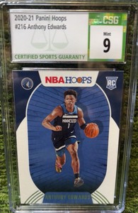2020-21 Panini NBA Hoops - #216 Anthony Edwards (RC) Rookie CSG 9