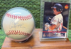 Chuck Knoblauch Autographed Sweet Spot Baseball With 1994 Donruss Triple Play Card in Holder