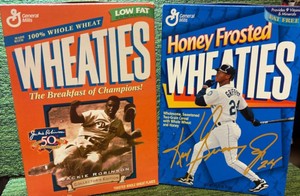 2 BASEBALL WHEATIES BOX JACKIE ROBINSON DODGERS KEN GRIFFEY JR MARINERS MLB