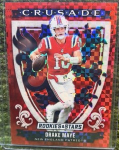 2025 Rookies & Stars #29 - Drake Maye - Crusade Red Plaid Prizm - Patriots