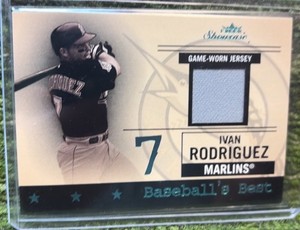  IVAN PUDGE RODRIGUEZ 2004 Fleer Showcase GAME USED JERSEY SP Marlins Rangers