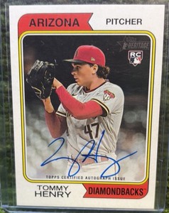 2023 Topps Heritage Arizona Diamondbacks Tommy Henry Autographed Card #147