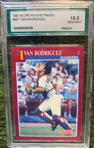1991 Score Rookie & Traded Ivan pudge Rodriguez #82T AGS 10 RC