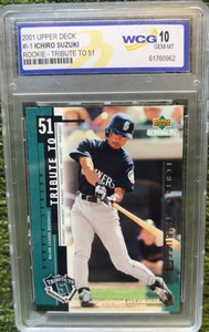 2001 Upper Deck Tribute to 51 Ichiro Suzuki (RC) GEM-MT 10 Seattle Mariners