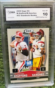 2009 Sage Hit #52 Matthew Stafford Mark Sanchez (RC) QB Standouts