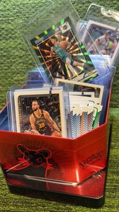Mixed Card Lot of NBA & MLB in Pokemon Tin  Steph, Lamelo, & More 