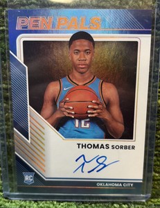 2025-26 Panini Donruss Thomas Sorber Pen Pals Blue Auto RC Rookie OKC Thunder