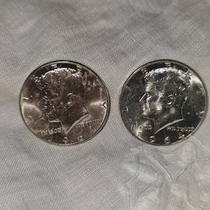 2-1964 UNC Kennedy Halves 50c,Silver