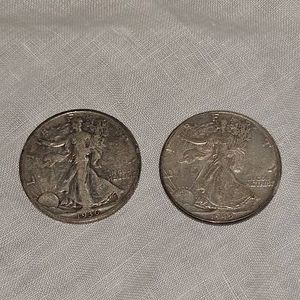 1945,1936 Walking Liberty Halves 50c